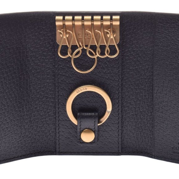 Gucci Inerlocking GG Leather Key Case in Black - Picture 5 of 6